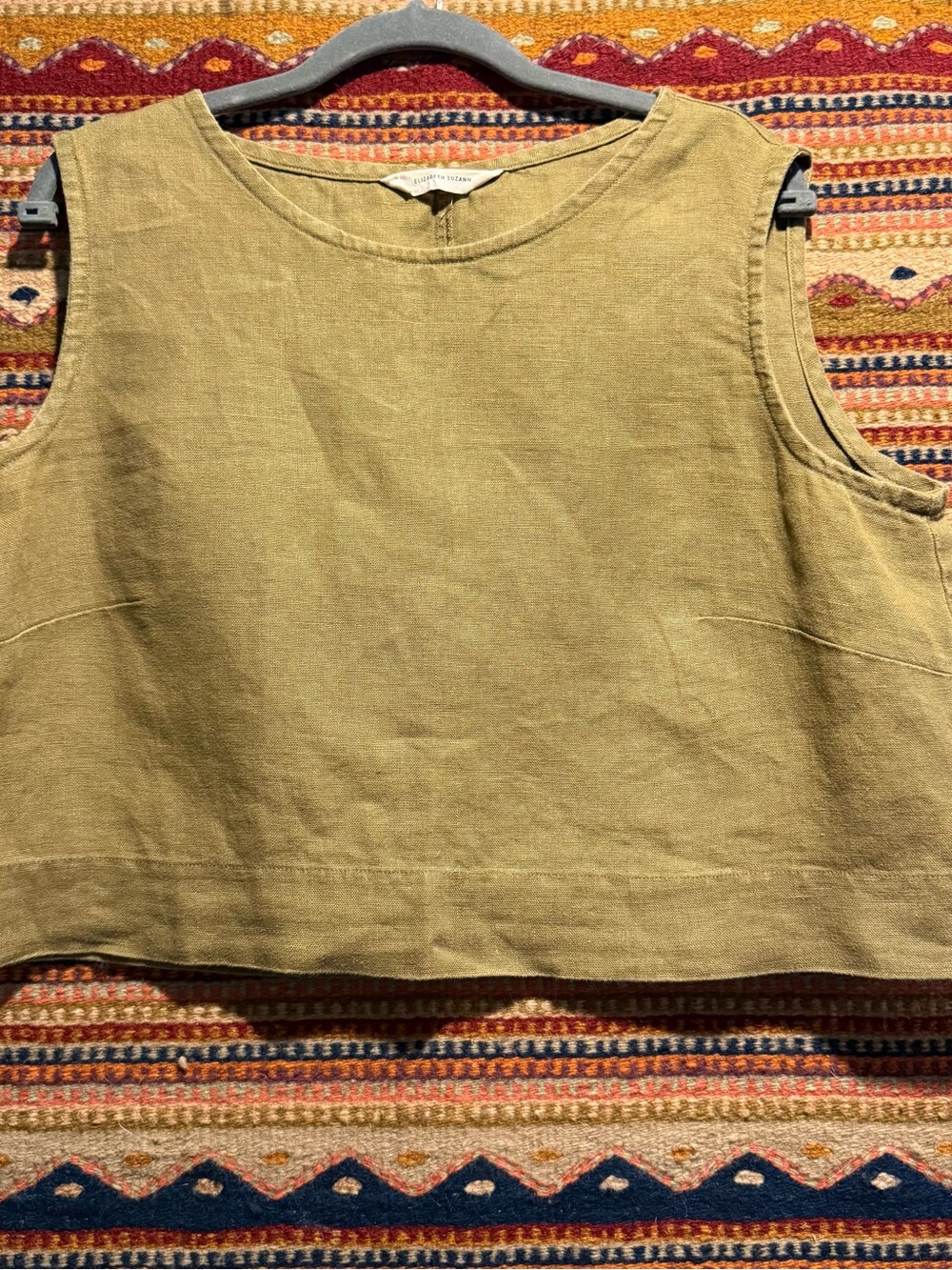 Elizabeth Suzanne Petra Crop in Olive Linen - Picture 4 of 7